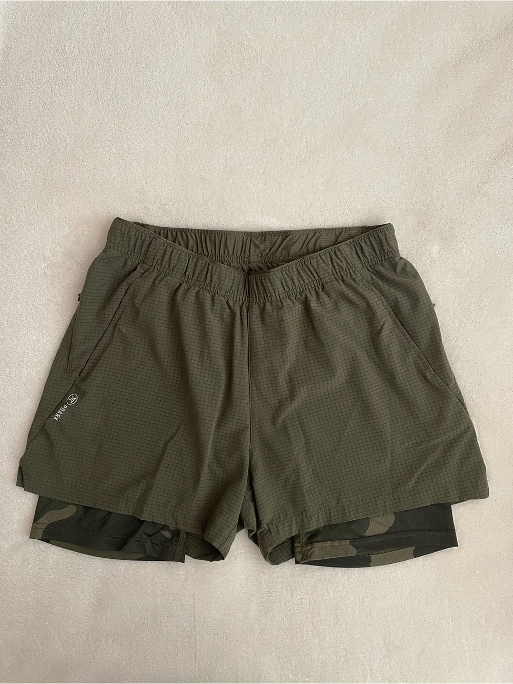 Roark Men's Bommer 3.5" Army Green Grid Camo Running Active Training Shorts